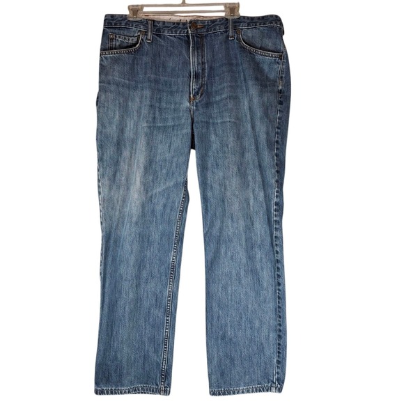 Lands End Jeans Mens 38 X 29 Traditional Fit‎ Medium Wash Blue Denim Straight - Picture 1 of 13